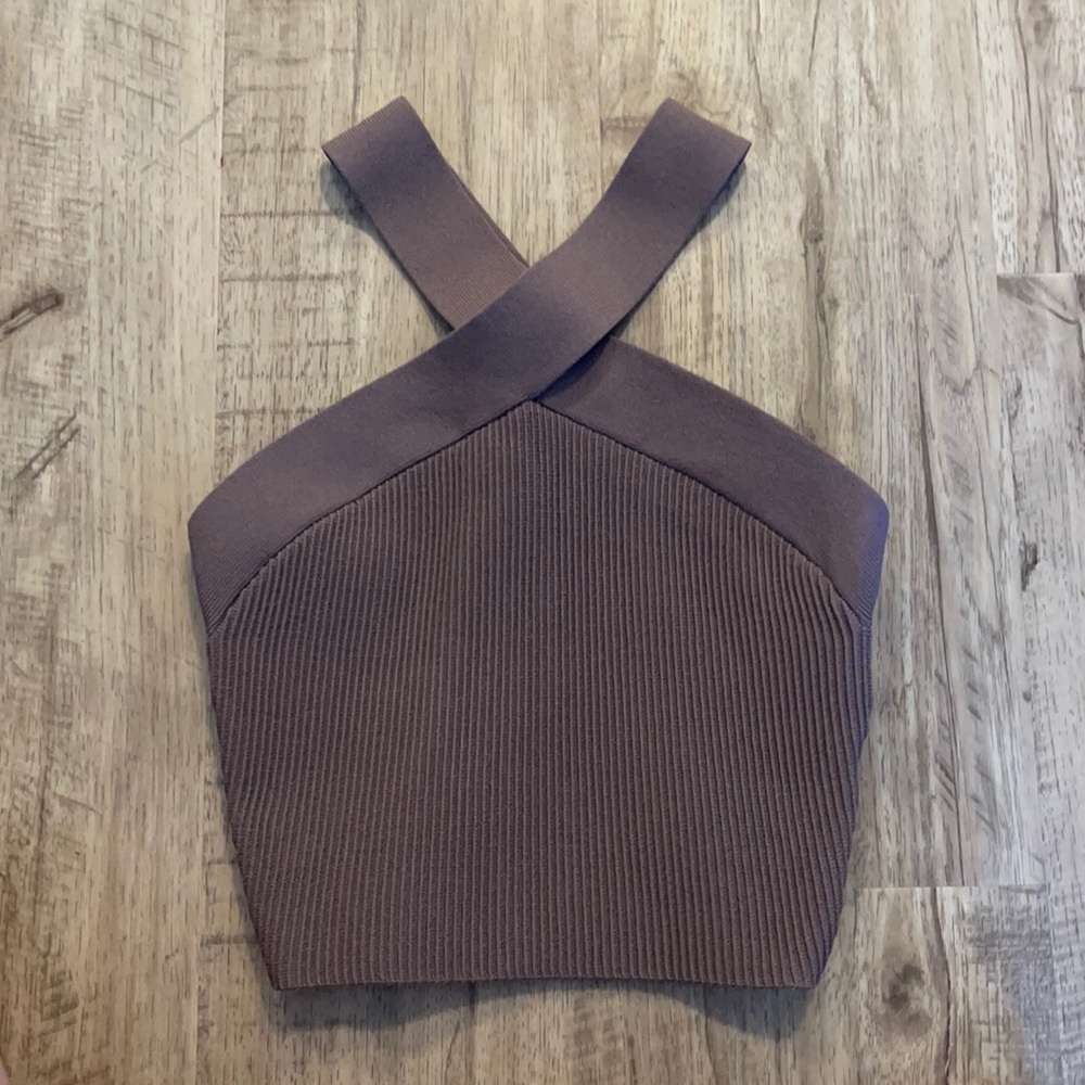SOLD Babaton brown wrap top - Picture 1 of 2